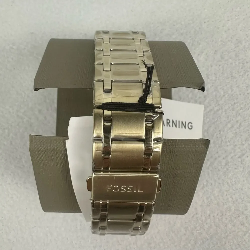 New FOSSIL Mens Fenmore Multifunction Gold-Tone Stainless Steel Watch BQM2809